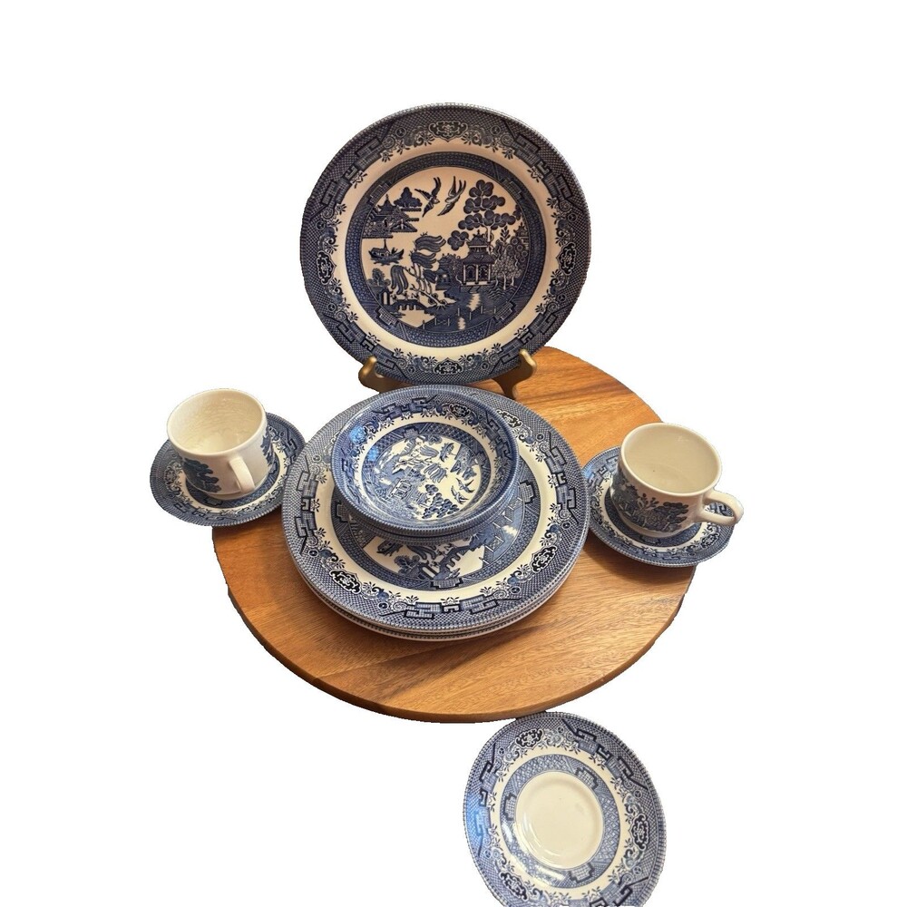 Dinner Plates, Bowls,cups,  and saucers Willow Blue  by CHURCHILL